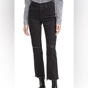 Good American Distressed Straight Leg Jeans